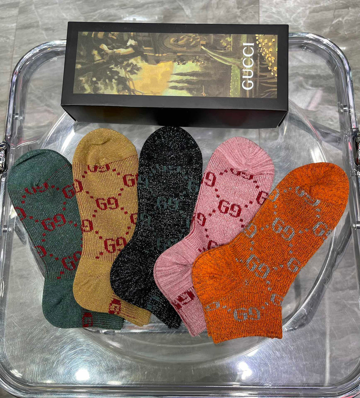 Gucci Boxed Bright Monogram Shades Crew Socks, image 3