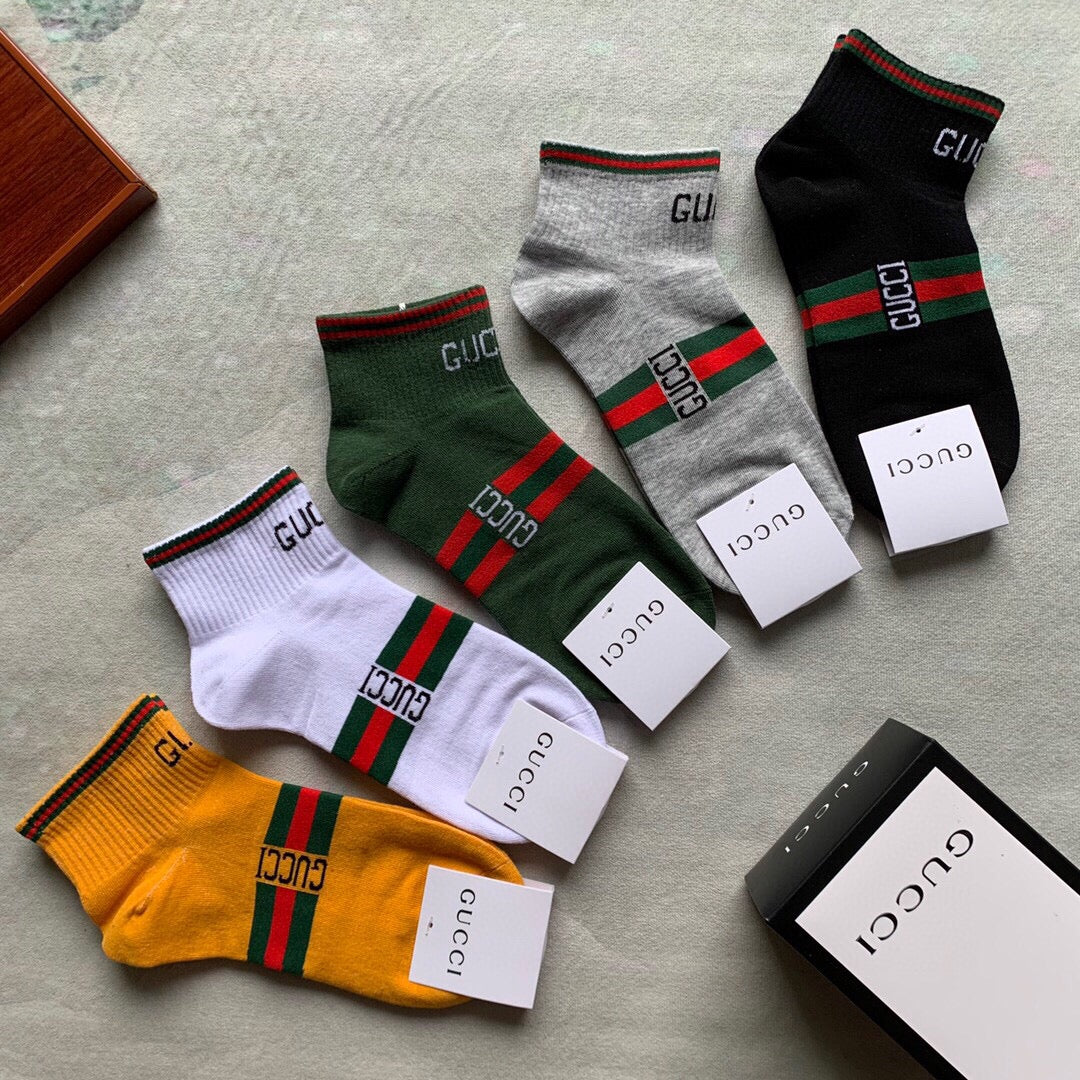 Gucci Bright Red Green Stripe Crew Crew Socks, image 7
