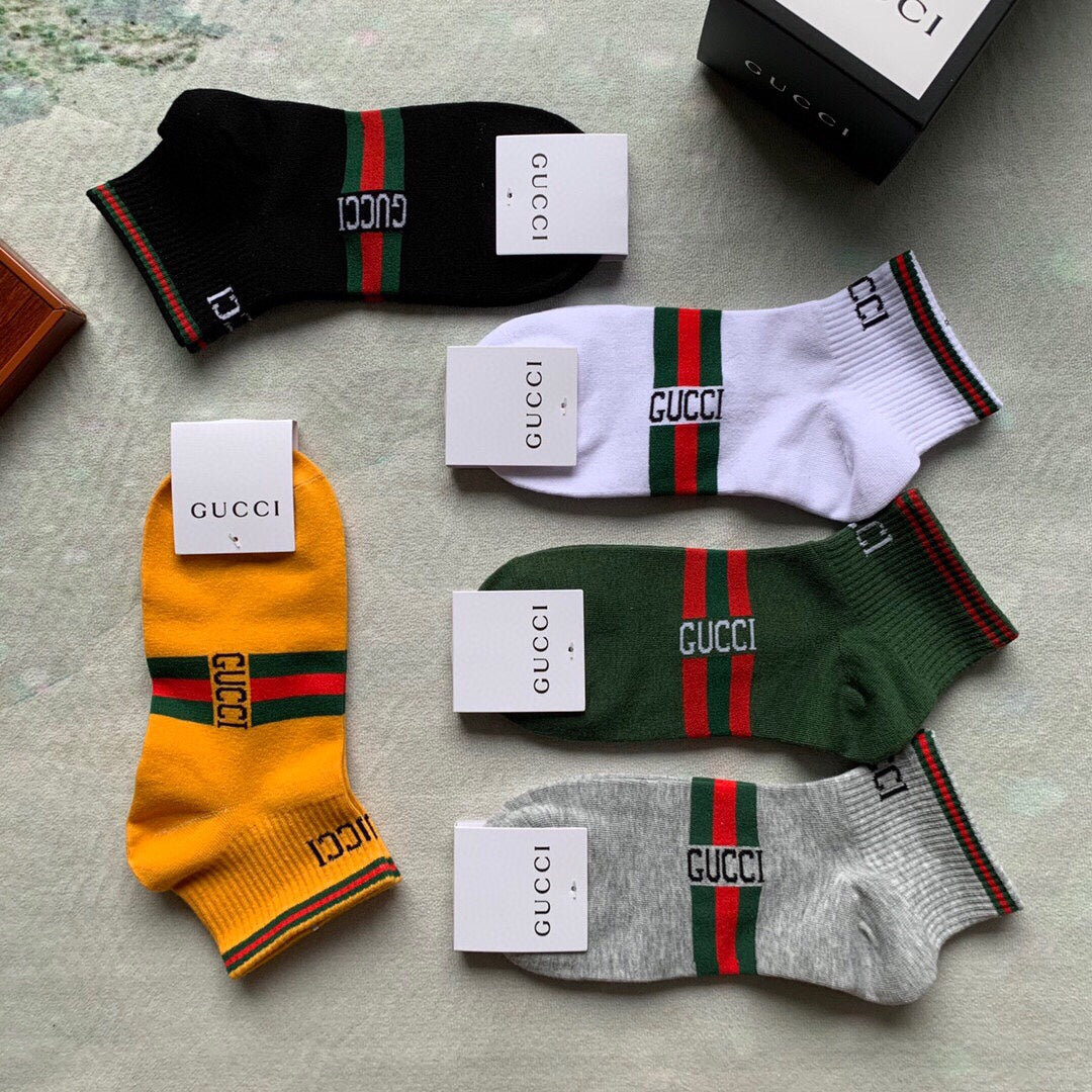 Gucci Bright Red Green Stripe Crew Crew Socks, image 5