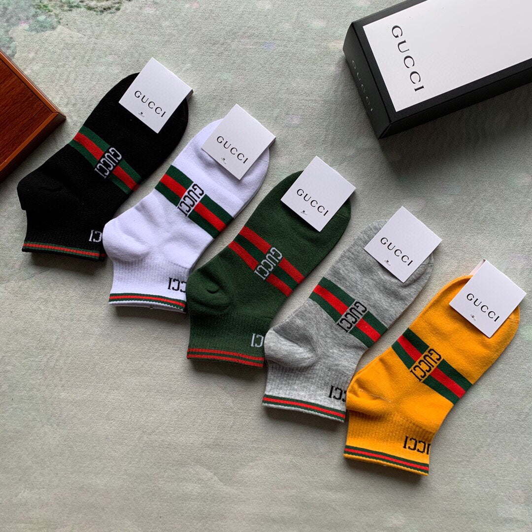 Gucci Bright Red Green Stripe Crew Crew Socks, image 2