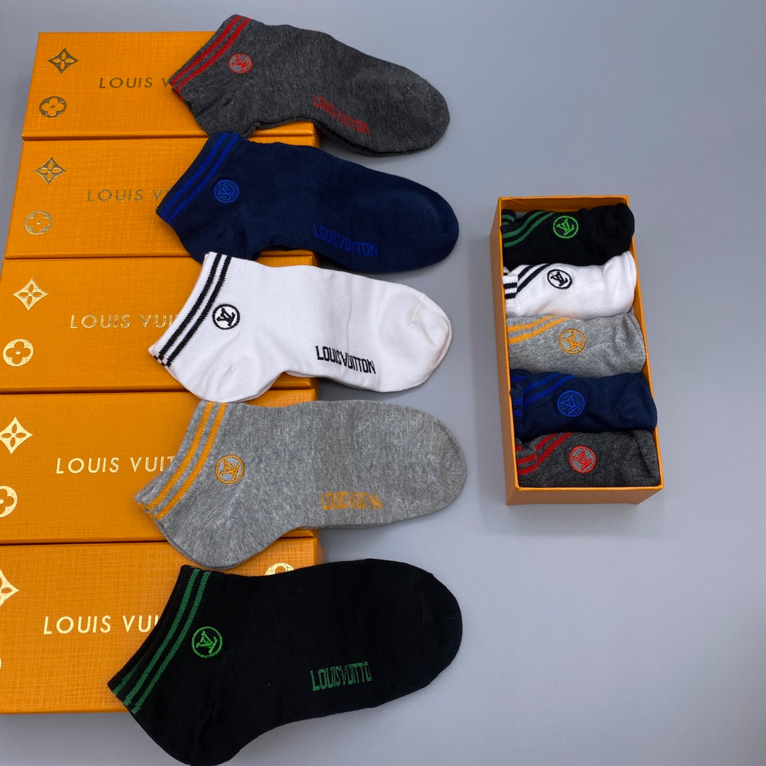 Louis Vuitton Black White Grey Dark Side Text No-Show Socks, image 8