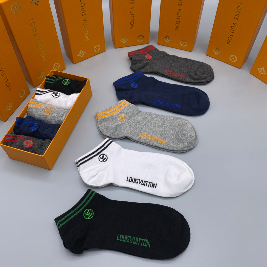 Louis Vuitton Black White Grey Dark Side Text No-Show Socks, image 6