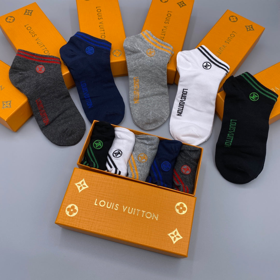 Louis Vuitton Black White Grey Dark Side Text No-Show Socks, image 3