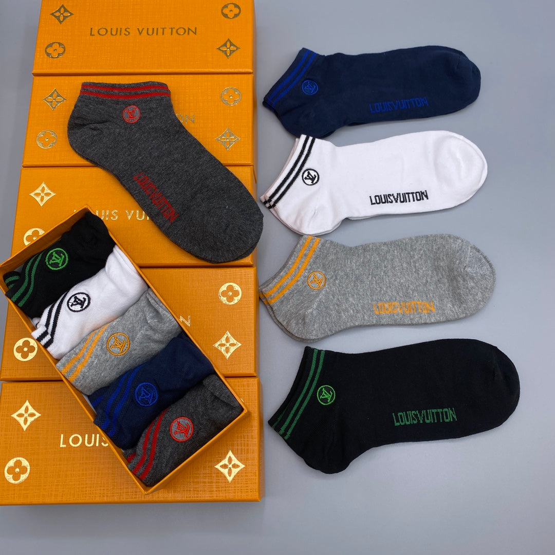 Louis Vuitton Black White Grey Dark Side Text No-Show Socks, image 7
