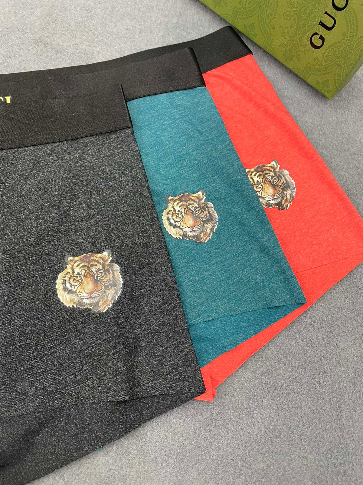 Gucci Charcoal Green Orange Small Crest Boxer Briefs, image 4