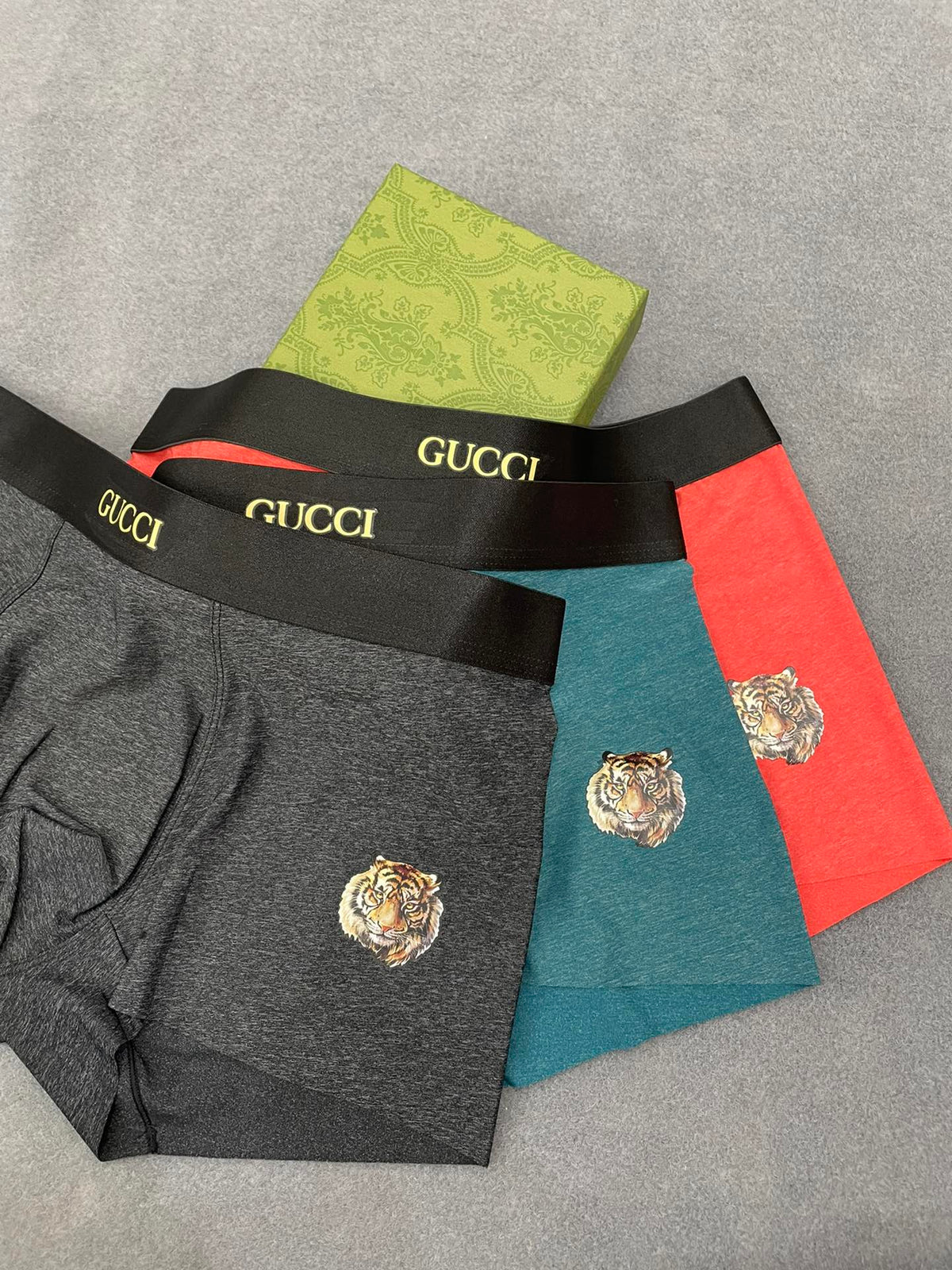 Gucci Charcoal Green Orange Small Crest Boxer Briefs, image 3
