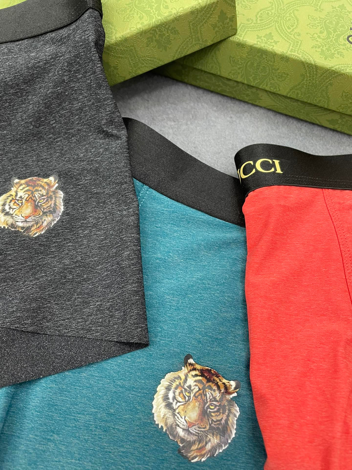 Gucci Charcoal Green Orange Small Crest Boxer Briefs, image 9