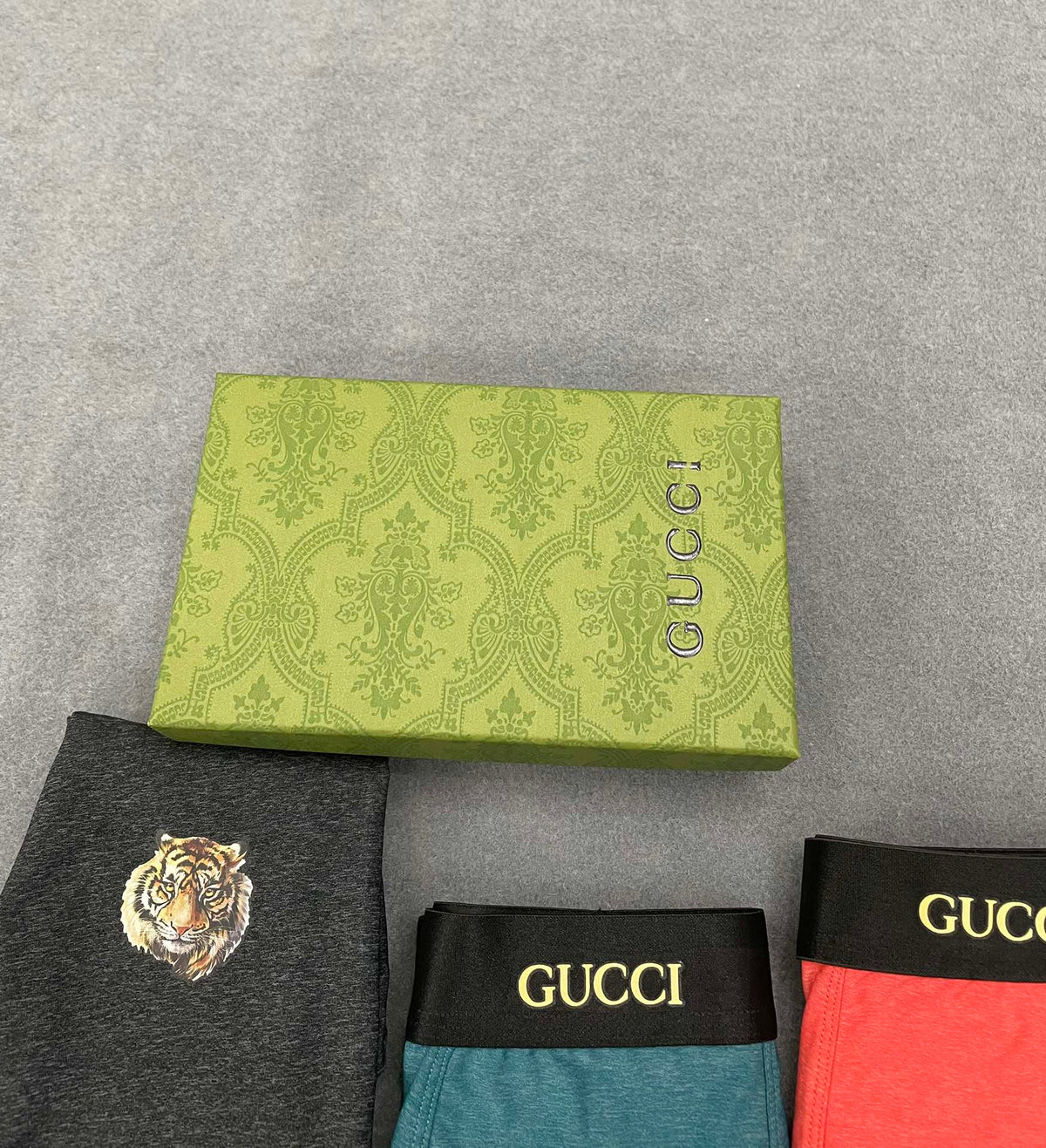 Gucci Charcoal Green Orange Small Crest Boxer Briefs, image 8