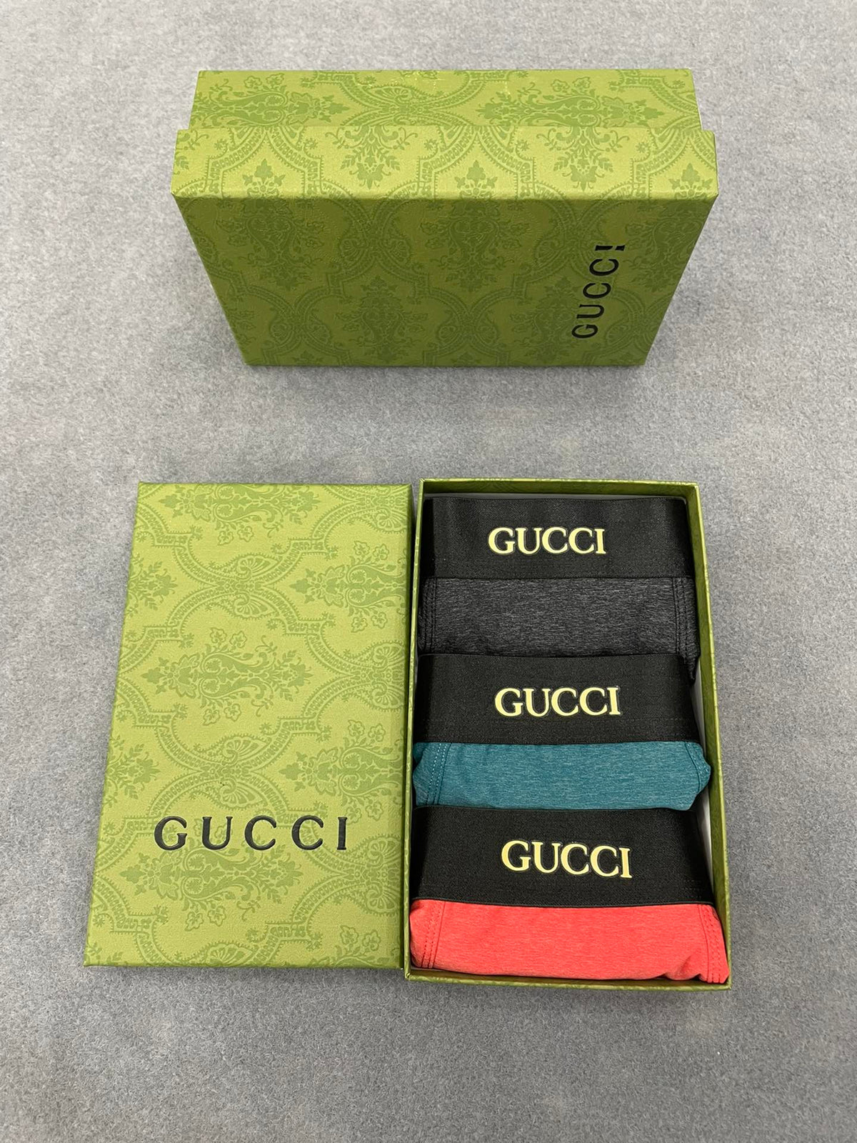 Gucci Charcoal Green Orange Small Crest Boxer Briefs, image 2