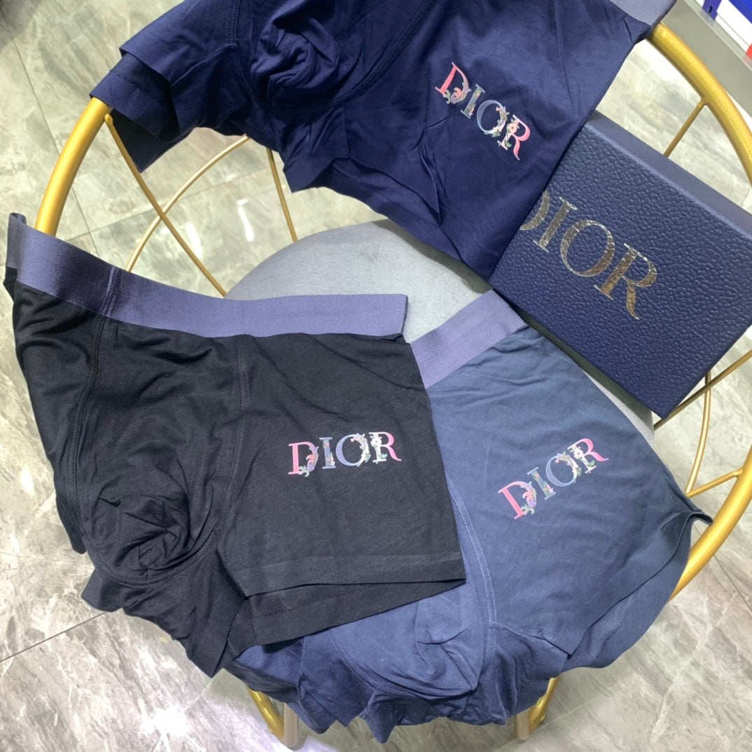 Dior Blue Broad Small Wordmark Waist Boxer Briefs, image 4
