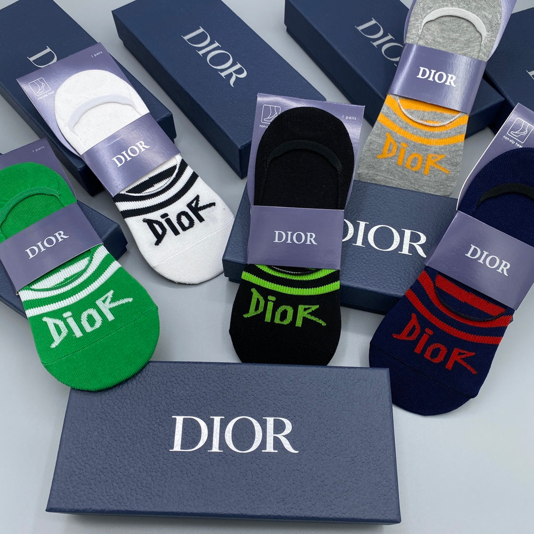 Dior Neutral Bright Footbed Letters No-Show Socks, image 7