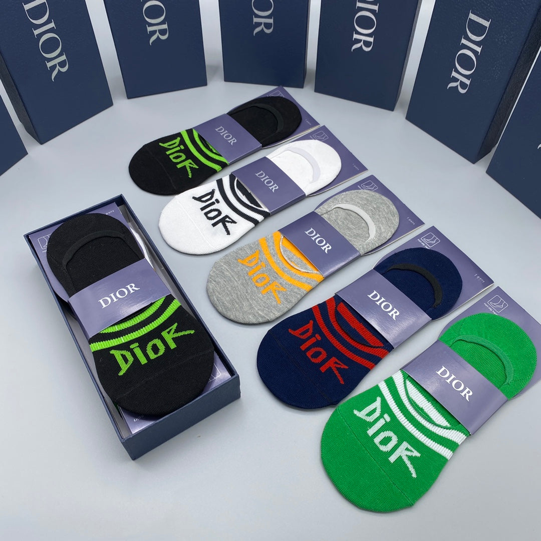 Dior Neutral Bright Footbed Letters No-Show Socks, image 2