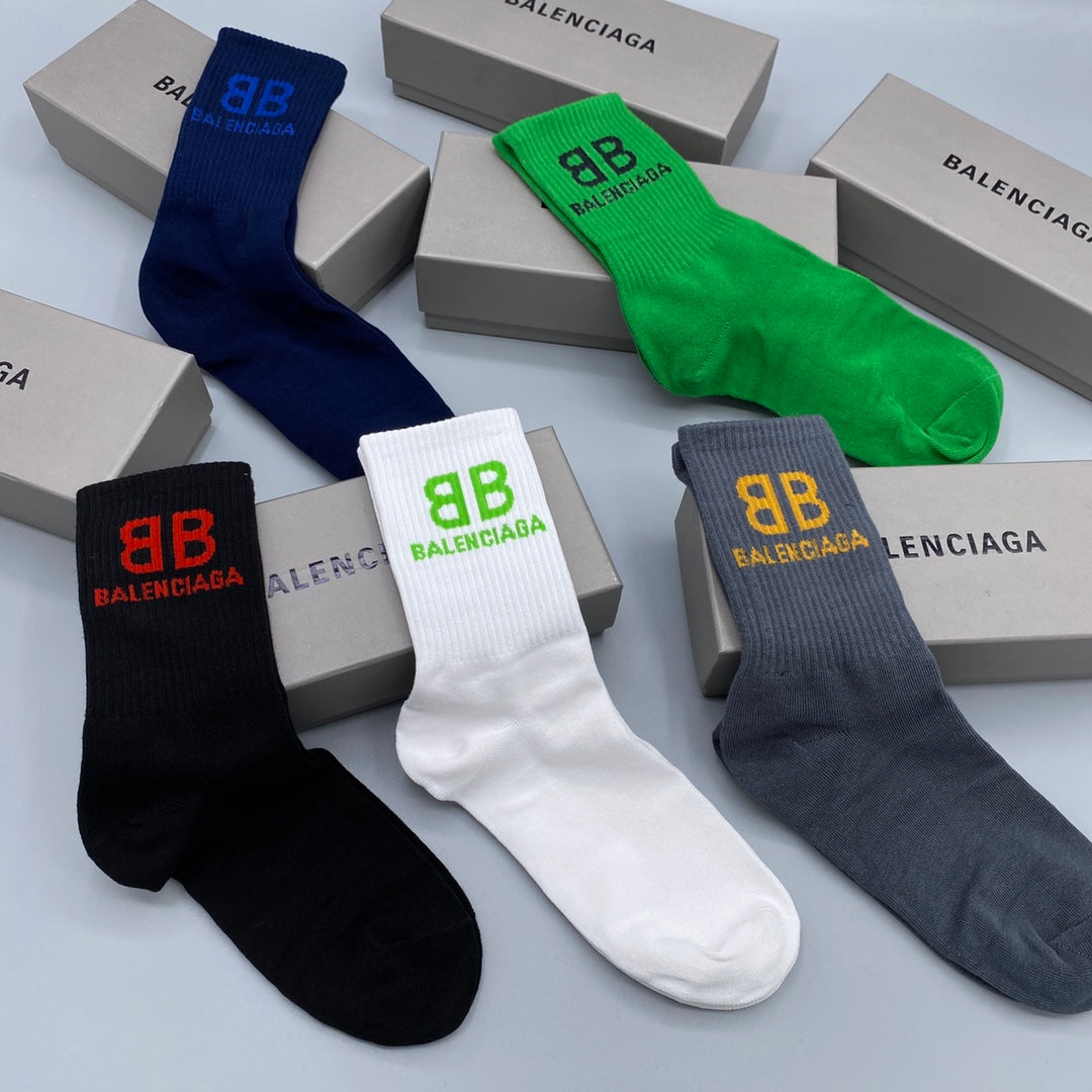Balenciaga Grey Green White Small BB Ankle Socks, image 13