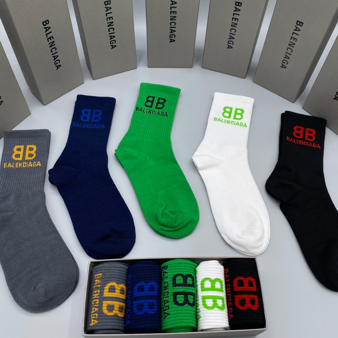 Balenciaga Grey Green White Small BB Ankle Socks, image 16