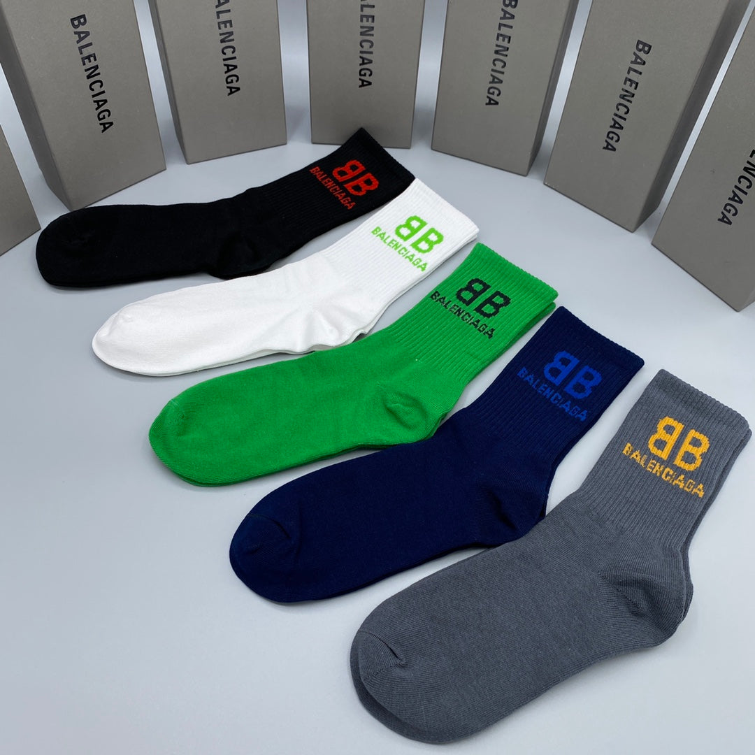Balenciaga Grey Green White Small BB Ankle Socks, image 14