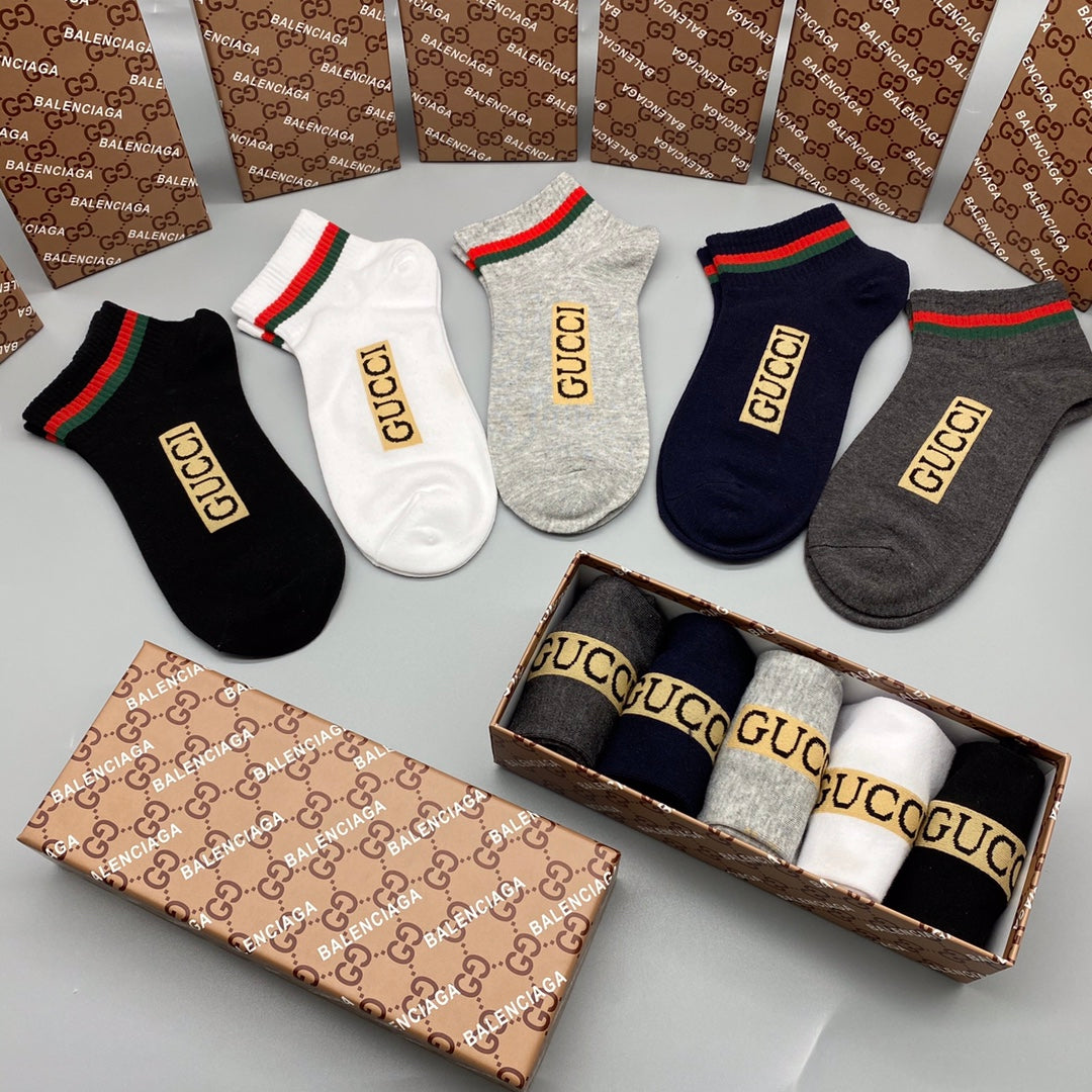 Gucci Neutral Gold Letter Low Cut No-Show Socks, image 1