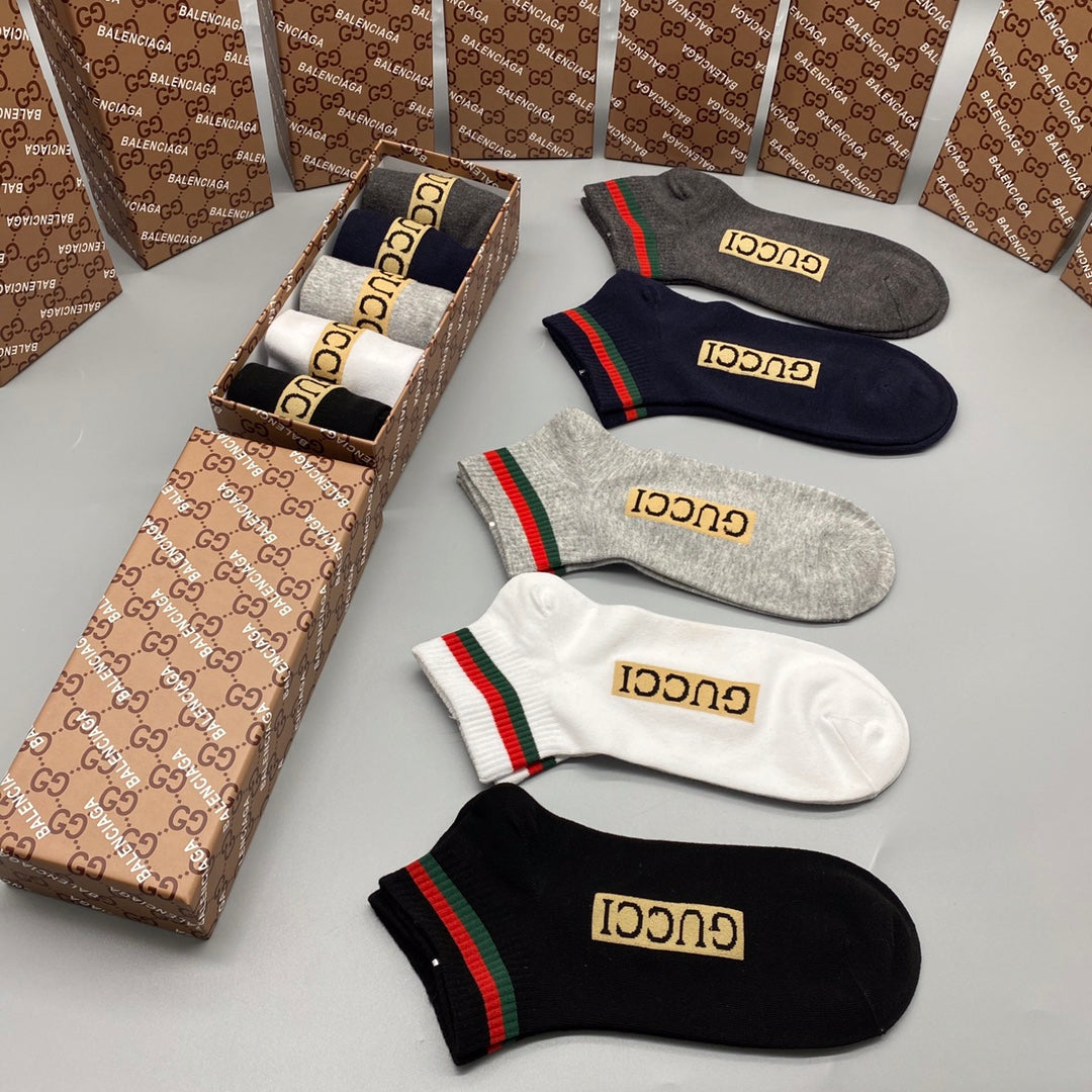 Gucci Neutral Gold Letter Low Cut No-Show Socks, image 6