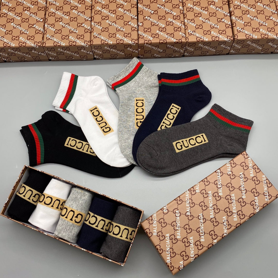 Gucci Neutral Gold Letter Low Cut No-Show Socks, image 5