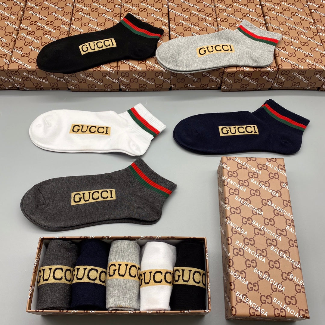 Gucci Neutral Gold Letter Low Cut No-Show Socks, image 3