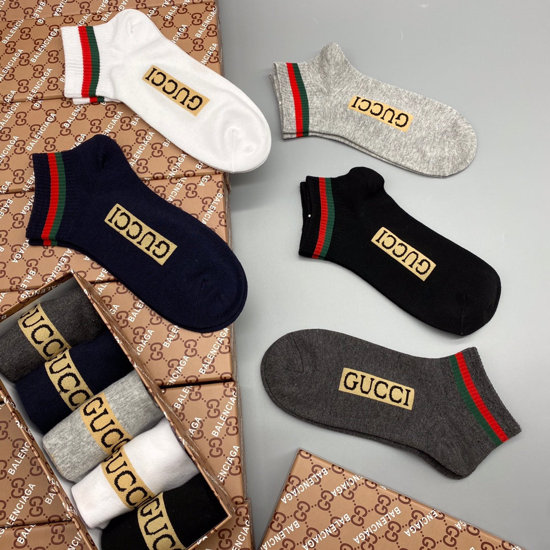 Gucci Neutral Gold Letter Low Cut No-Show Socks, image 8