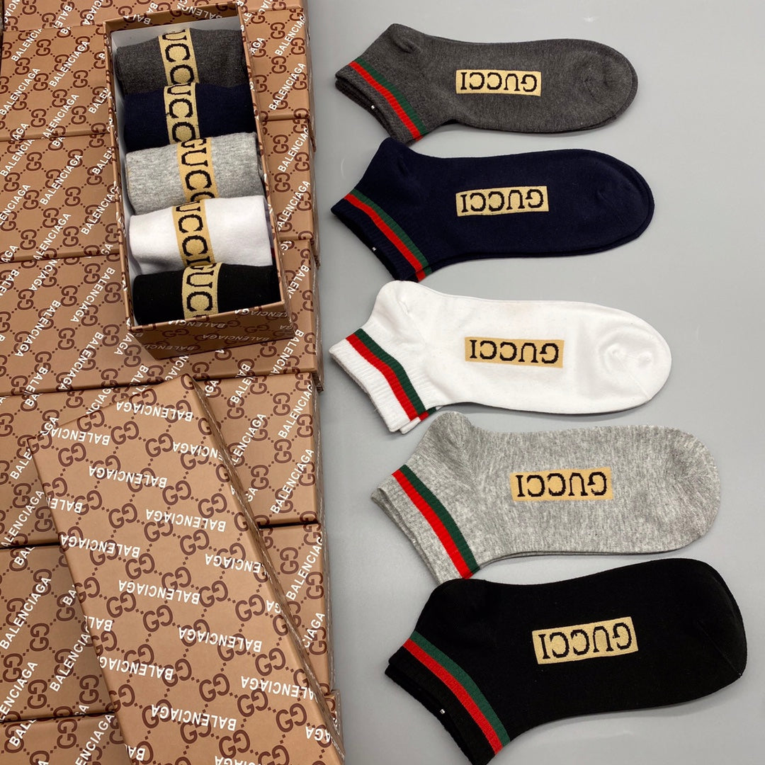 Gucci Neutral Gold Letter Low Cut No-Show Socks, image 9