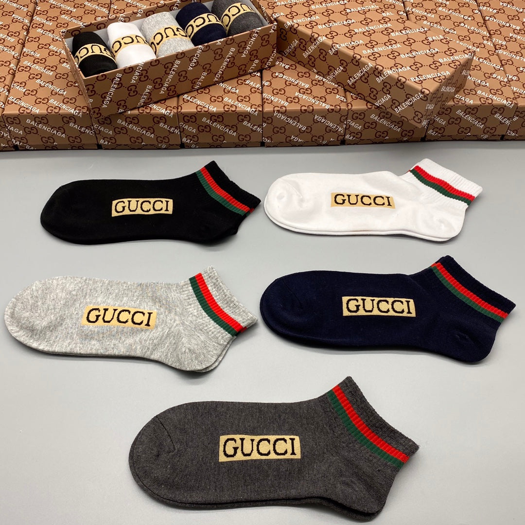 Gucci Neutral Gold Letter Low Cut No-Show Socks, image 4