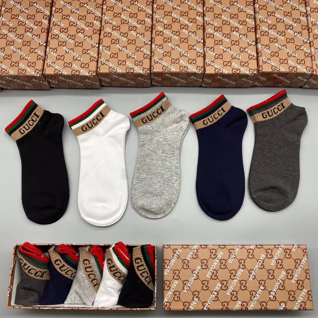 Gucci Neutral Red Green Edge Low Cut No-Show Socks, image 8