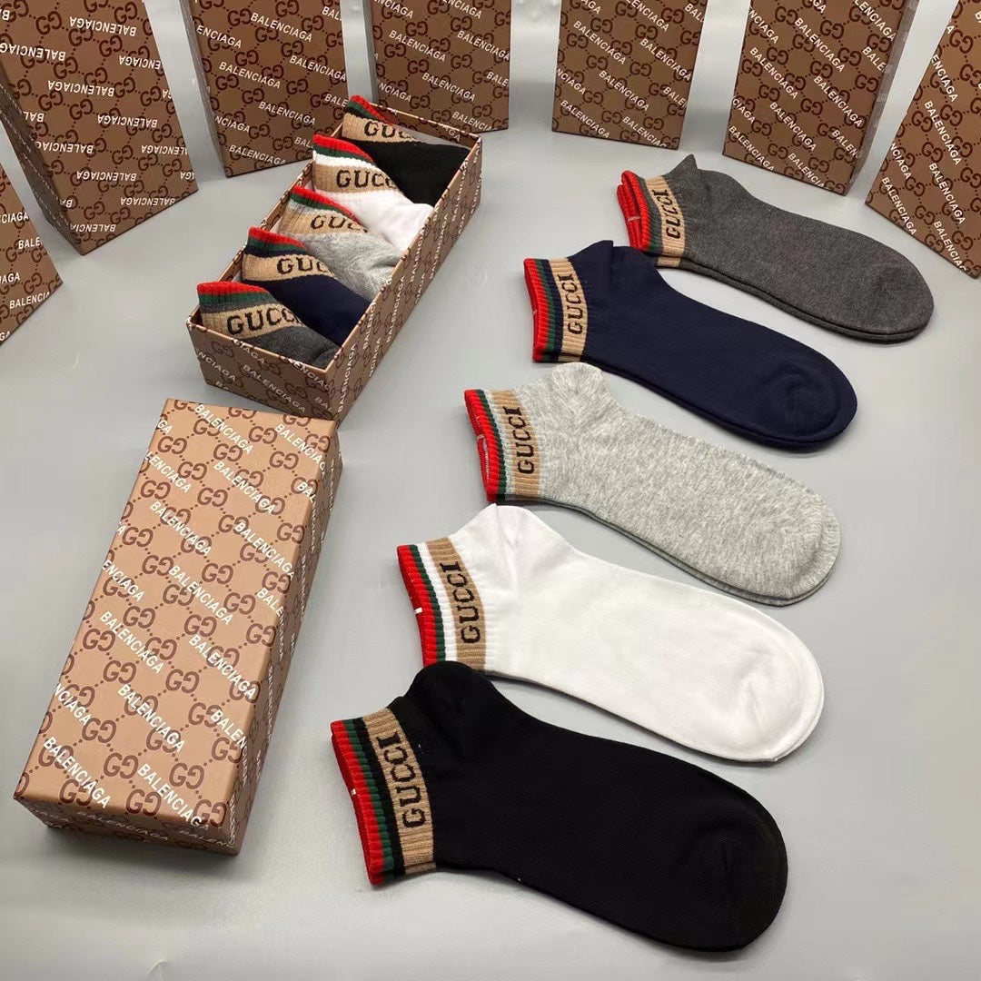 Gucci Neutral Red Green Edge Low Cut No-Show Socks, image 2