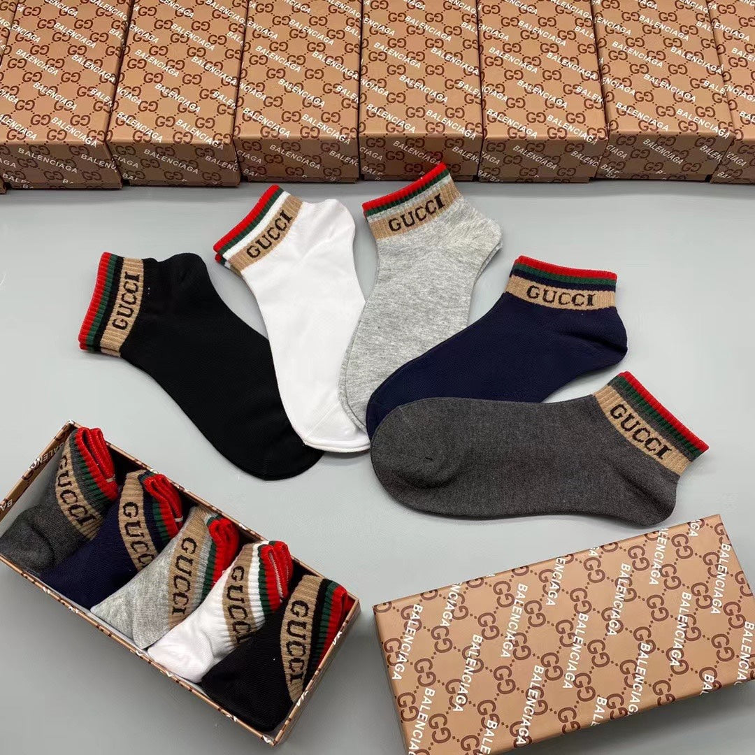 Gucci Neutral Red Green Edge Low Cut No-Show Socks, image 3