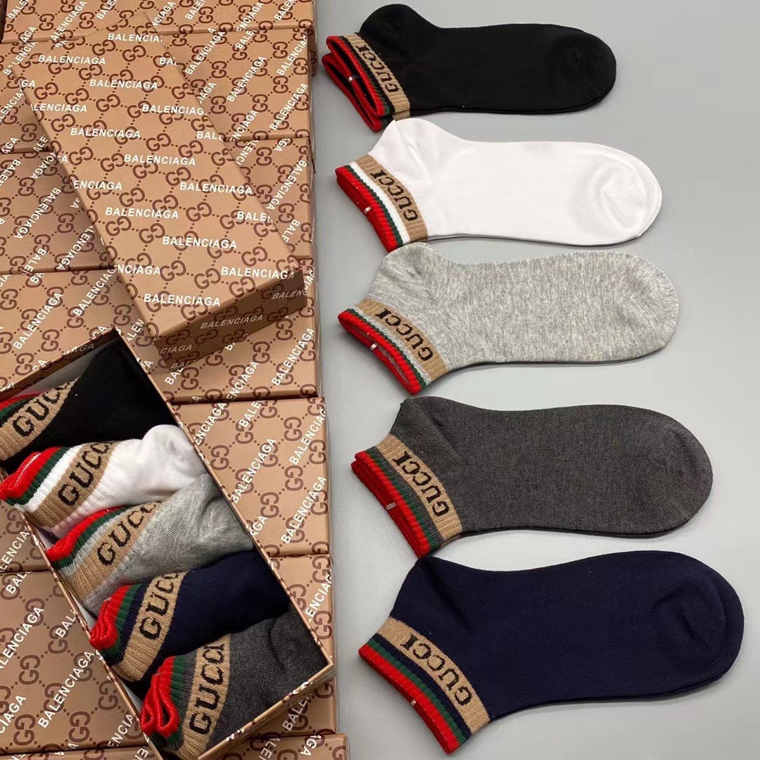 Gucci Neutral Red Green Edge Low Cut No-Show Socks, image 6