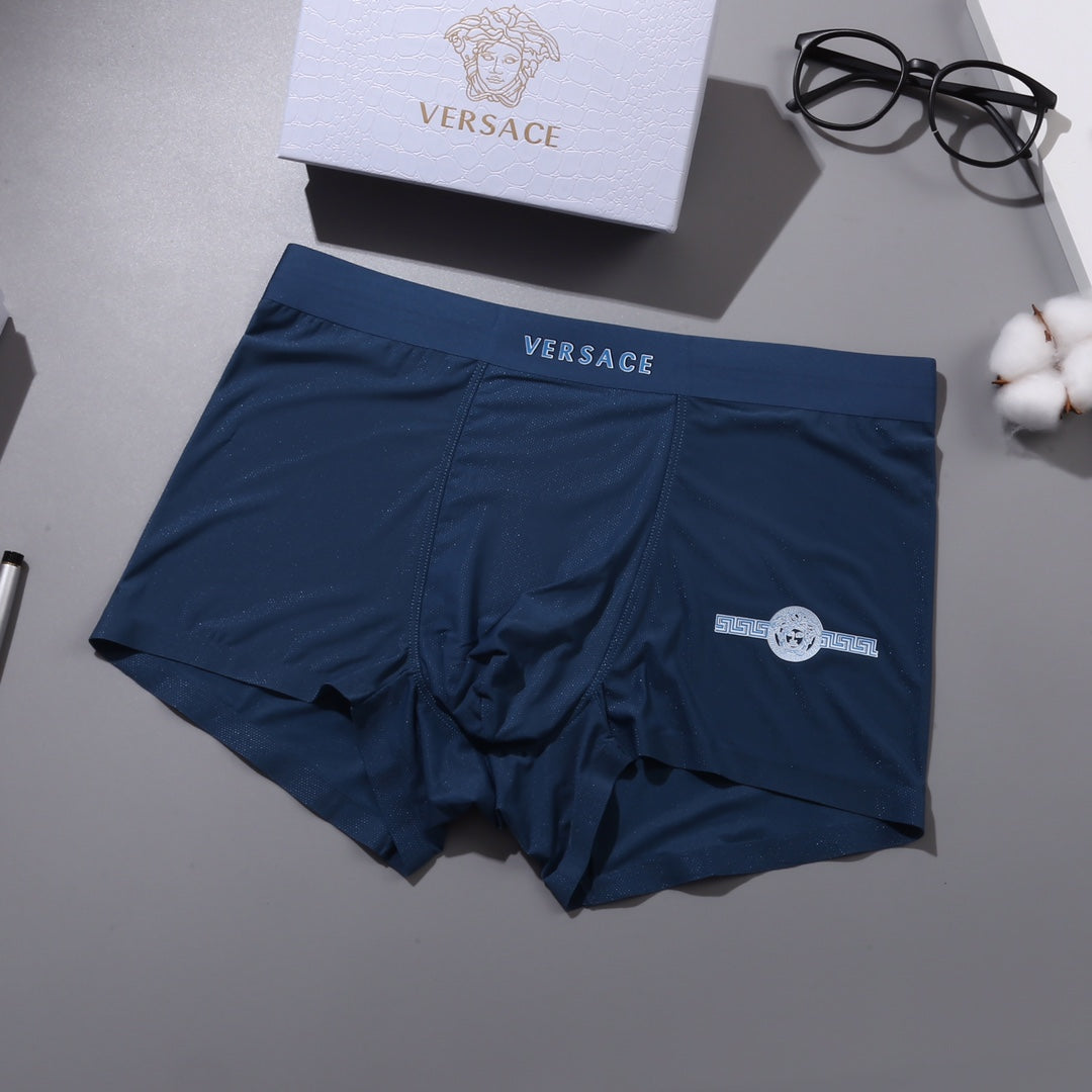 Versace Grey White Pink Navy Vertical Text Boxer Briefs, image 6