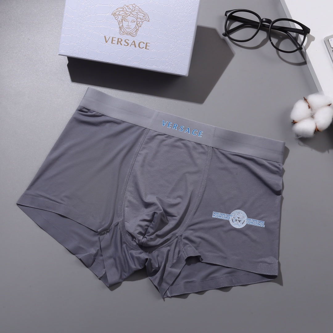 Versace Grey White Pink Navy Vertical Text Boxer Briefs, image 7