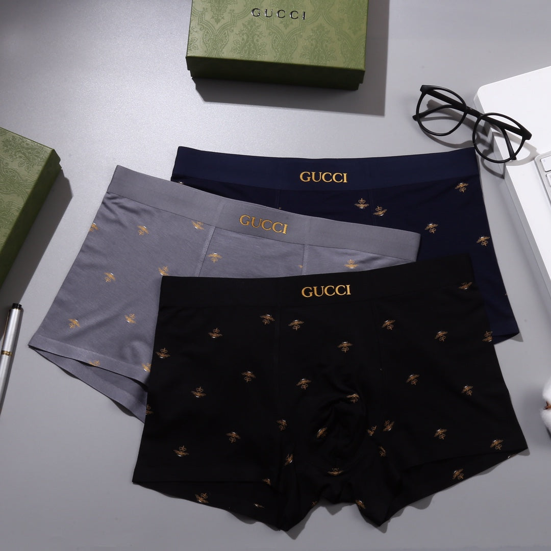Gucci Navy Grey Tiny Gold Pattern Boxer Briefs, image 2