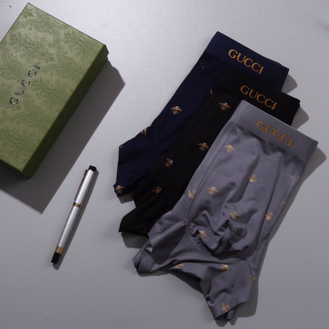 Gucci Navy Grey Tiny Gold Pattern Boxer Briefs, image 1