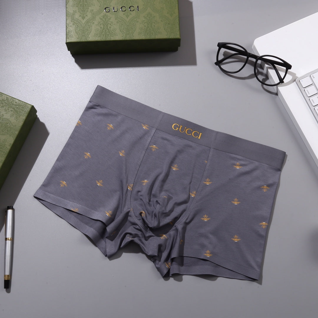 Gucci Navy Grey Tiny Gold Pattern Boxer Briefs, image 6