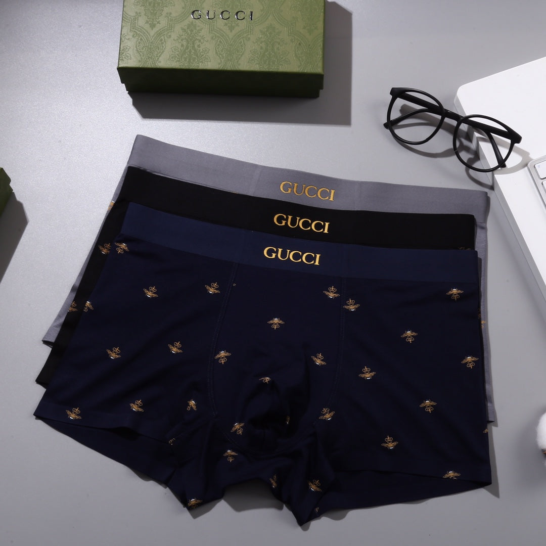 Gucci Navy Grey Tiny Gold Pattern Boxer Briefs, image 3