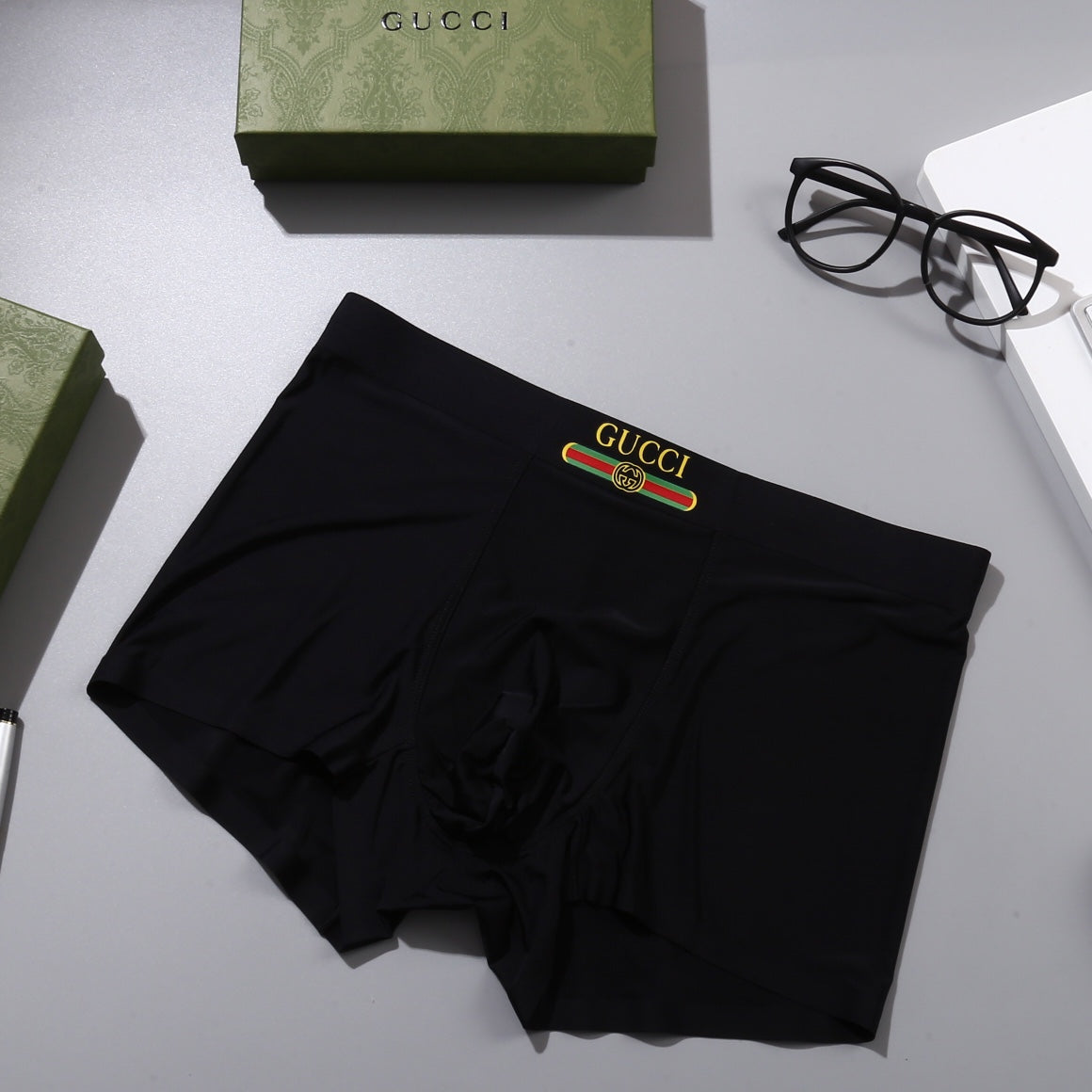Gucci Grey White Gold Double Letter Boxer Briefs, image 7