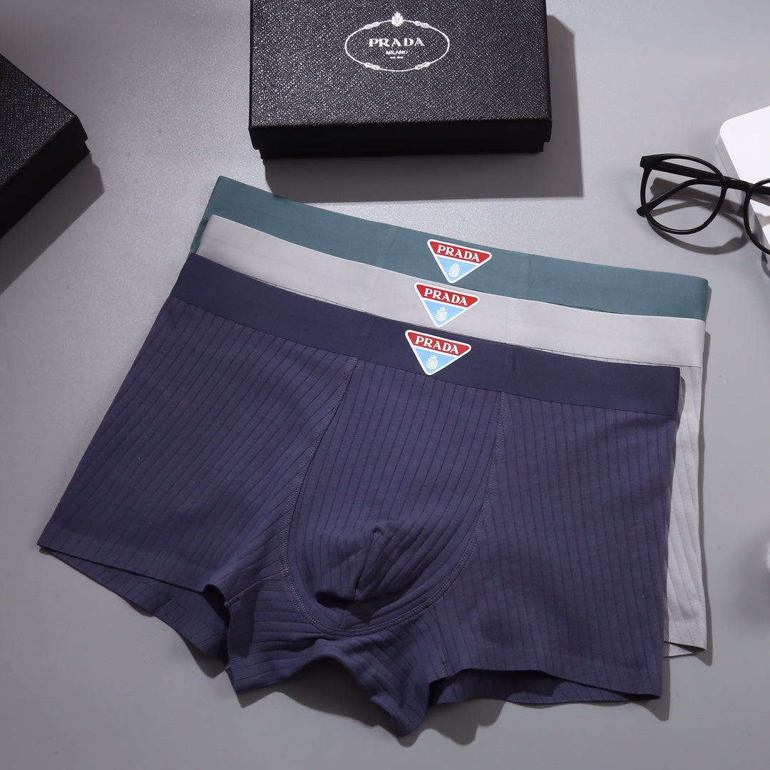 Prada Navy Teal Grey Fine Letter Waist Boxer Briefs, image 3
