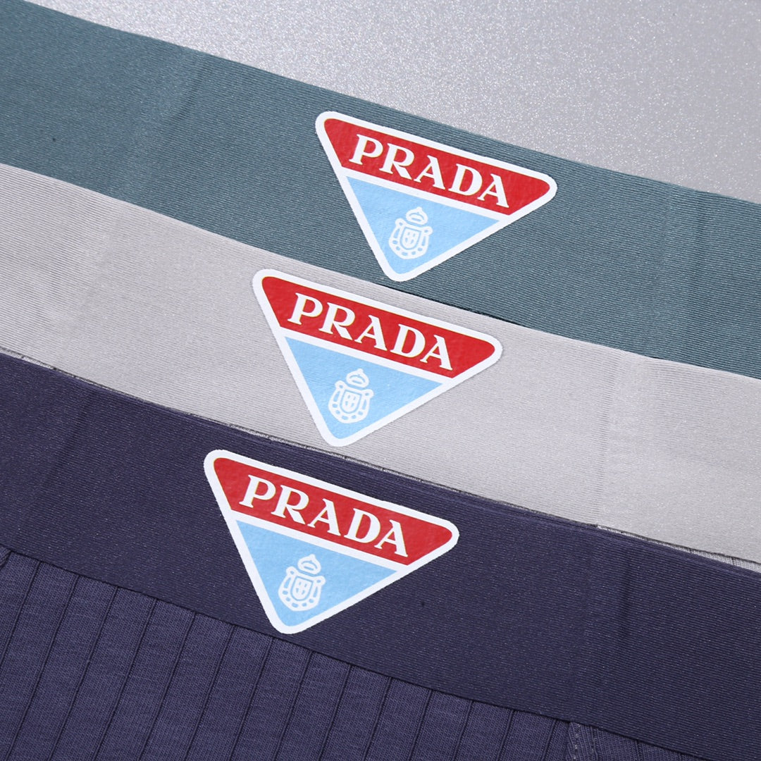 Prada Navy Teal Grey Fine Letter Waist Boxer Briefs, image 4