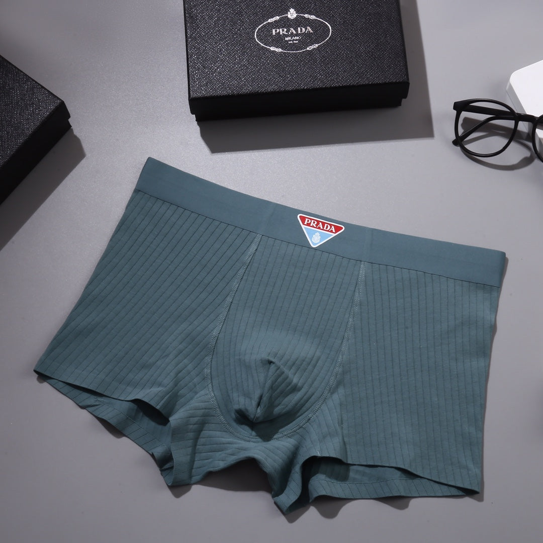 Prada Navy Teal Grey Fine Letter Waist Boxer Briefs, image 5