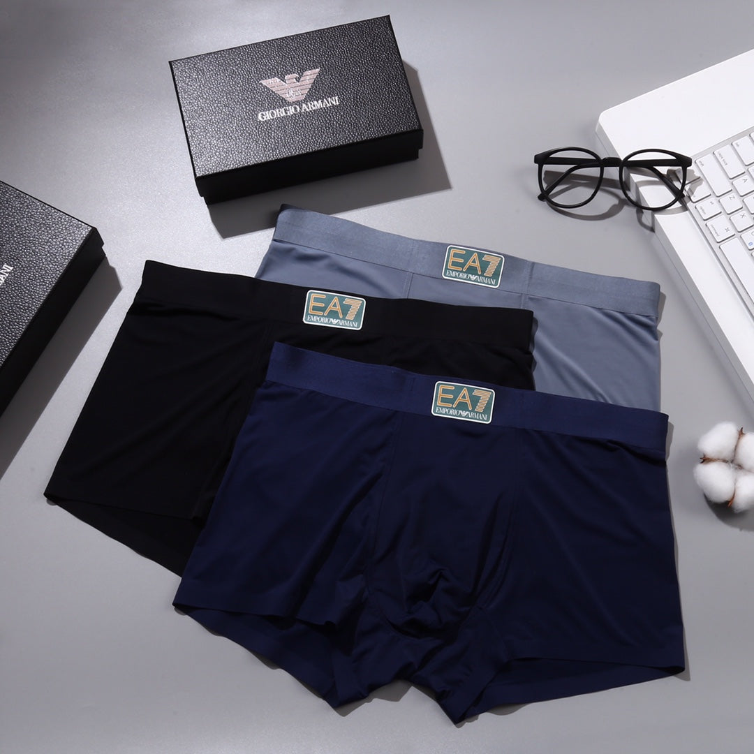 Emporio Armani Grey Black Navy Small Wing Boxer Briefs, image 2