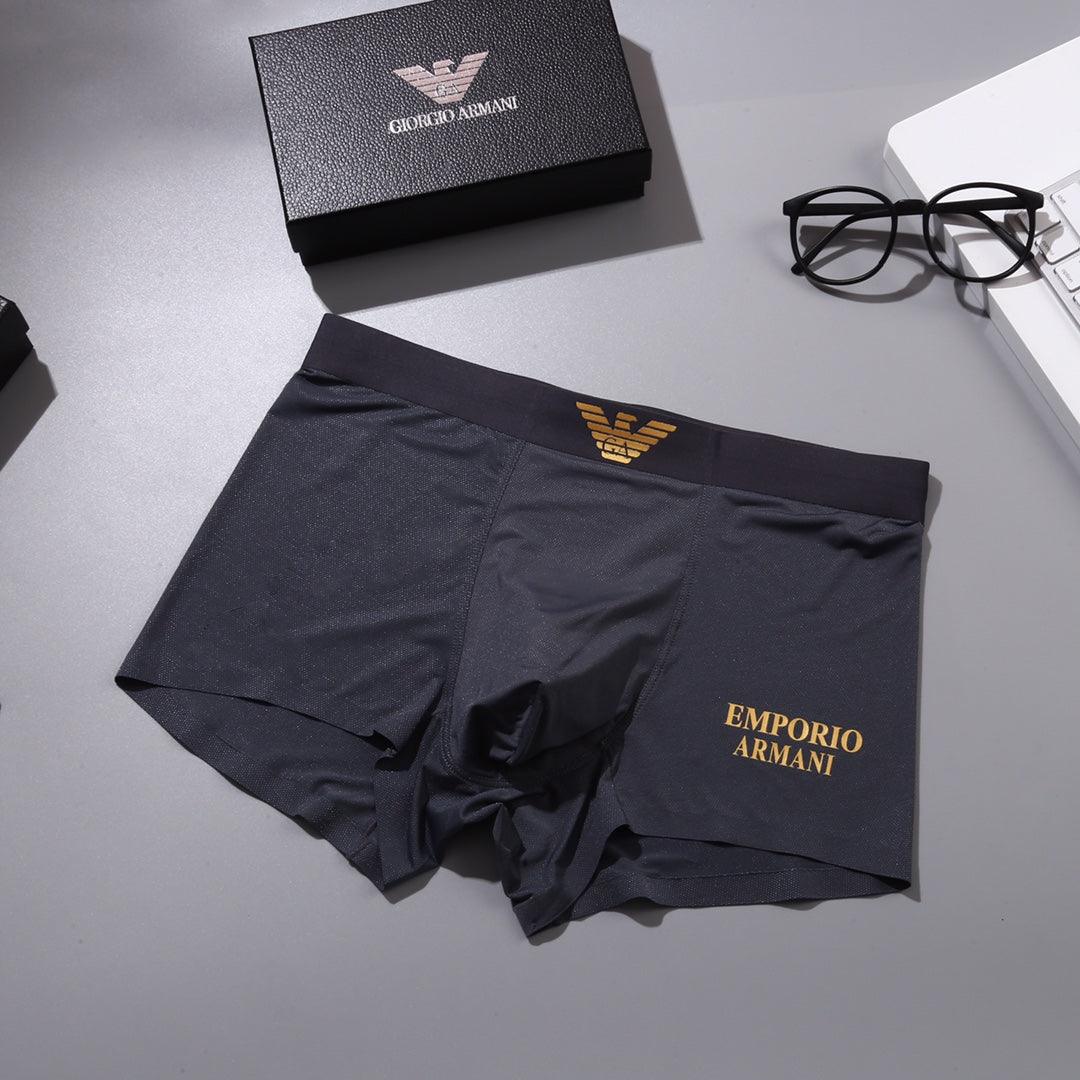 Emporio Armani Forest Grey Gold Wing Motif Boxer Briefs, image 7