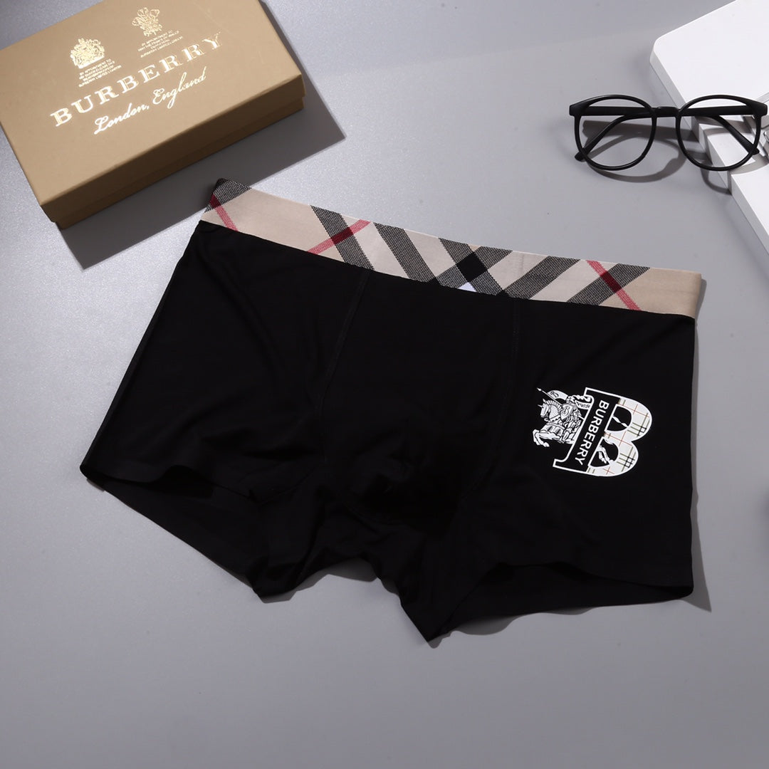 Burberry Black Grey Check Waist Ornamental B Boxer Briefs, image 4
