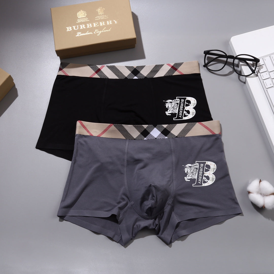 Burberry Black Grey Check Waist Ornamental B Boxer Briefs, image 3