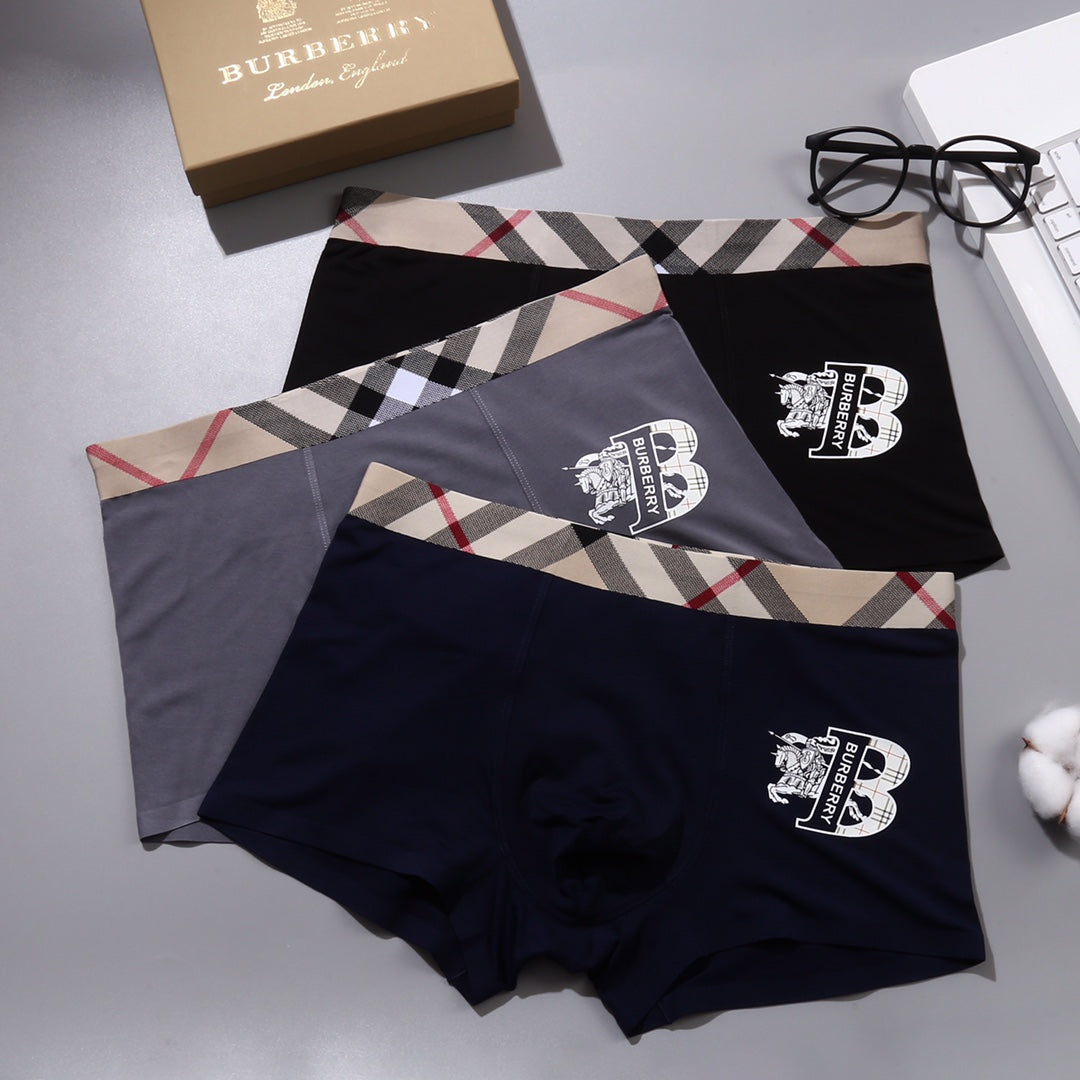 Burberry Black Grey Check Waist Ornamental B Boxer Briefs, image 2