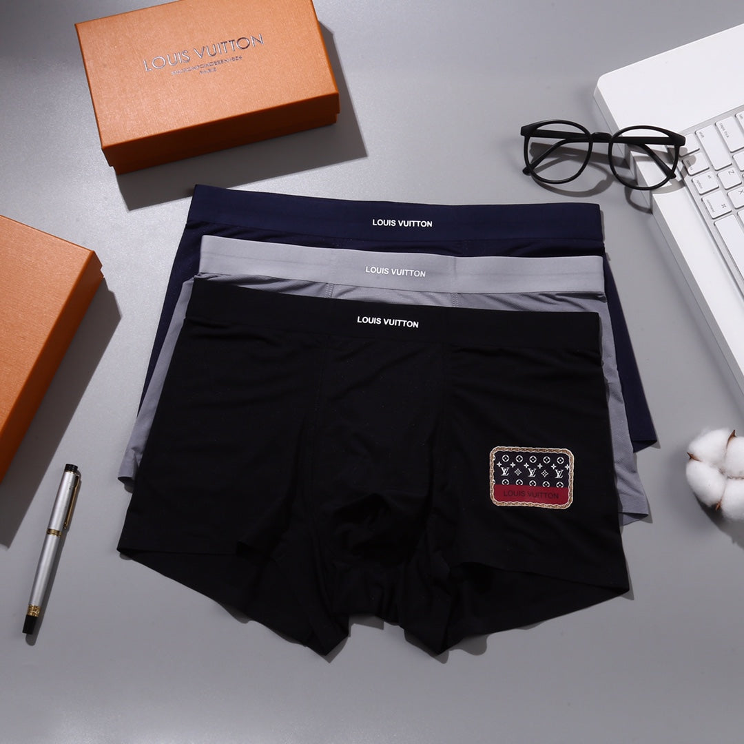 Louis Vuitton Navy Black Grey Small Monogram Boxer Briefs, image 4
