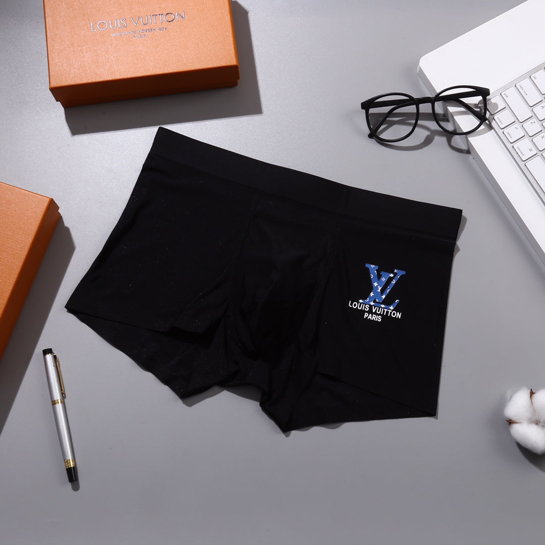 Louis Vuitton Black Grey Blue Small Flower Boxer Briefs, image 7