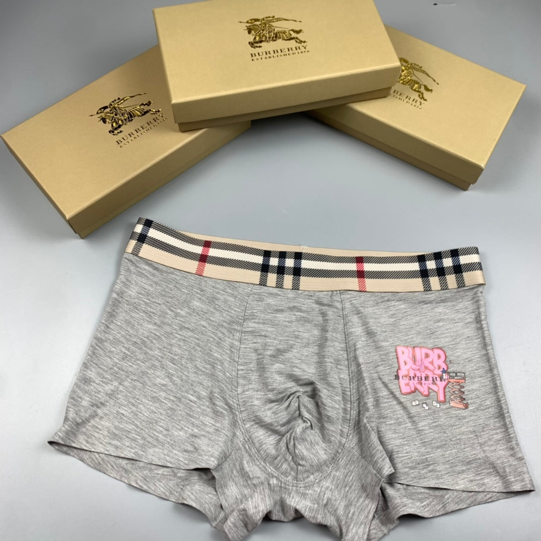 Burberry Teal Grey Black Check Waist Pink Lettering Boxer Briefs, image 2