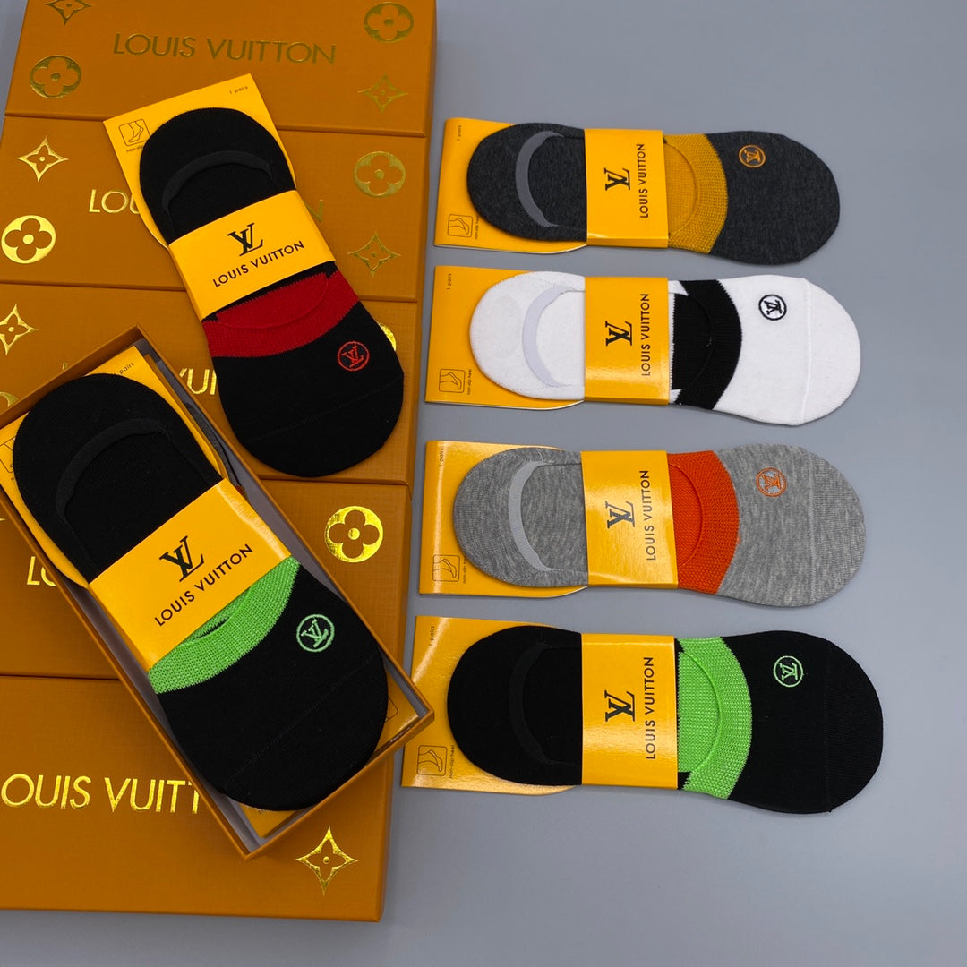 Louis Vuitton Neutral Coloured Packaged Lettering No-Show Socks, image 4