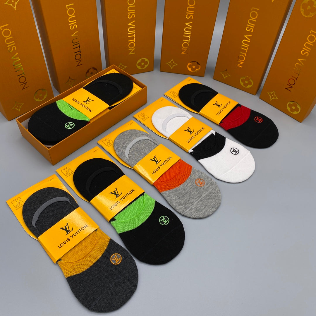 Louis Vuitton Neutral Coloured Packaged Lettering No-Show Socks, image 2